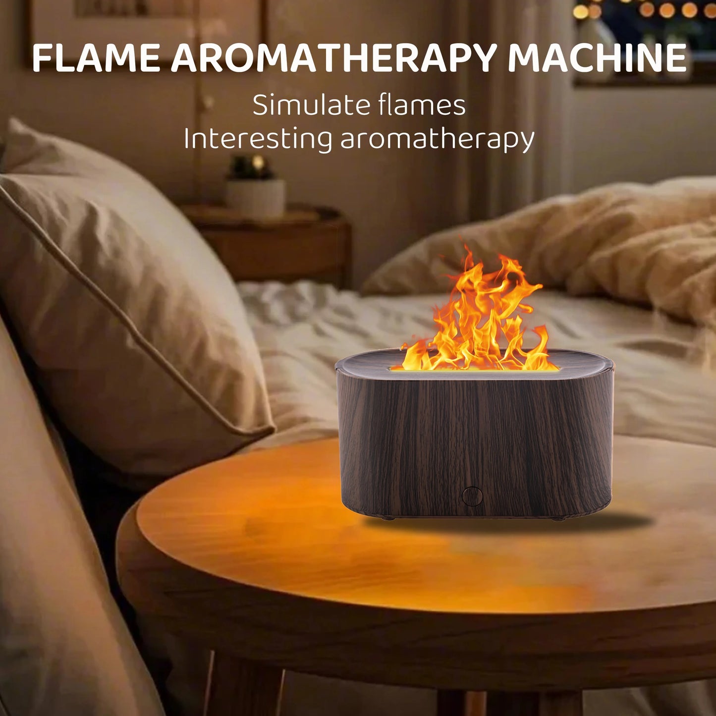 ElysianMee Flame Wood Grain Aroma Diffuser